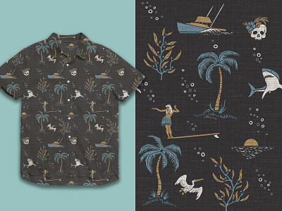 Uncharted Waters Shirt apparel apparel design branding california hand drawn illustration ocean pattern print surf surface design vintage