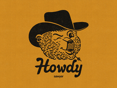 Howdy! apparel badge bear branding camp country cowboy forest hand drawn illustration lettering logo national park outdoor retro script smokey typography vintage western