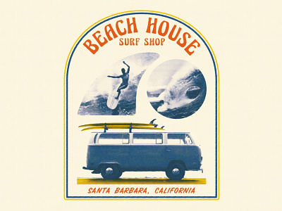 Beach House apparel apparel design branding camper collage design graphic design ocean photo collage photography retro surf surf art surf van surfer van van life vintage wave