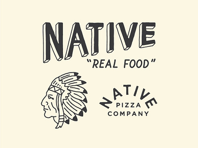 Native Pizza branding california chief design feathers illustration logo logotype native american retro typography vintage