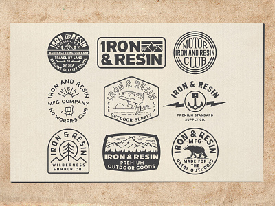 Iron And Resin bear brand identity branding california design illustration logo logodesign mountain outdoor pines shaka sun suns sunset tree type type daily typogaphy vintage