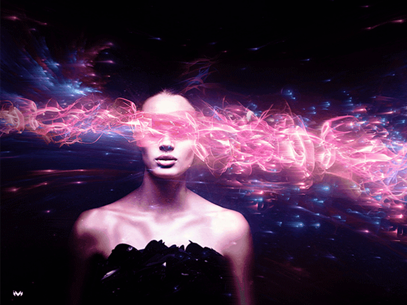 My Space animation art blue effect girl inhale motion photomanipulation space spirit