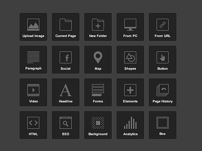 Icon set for a web builder