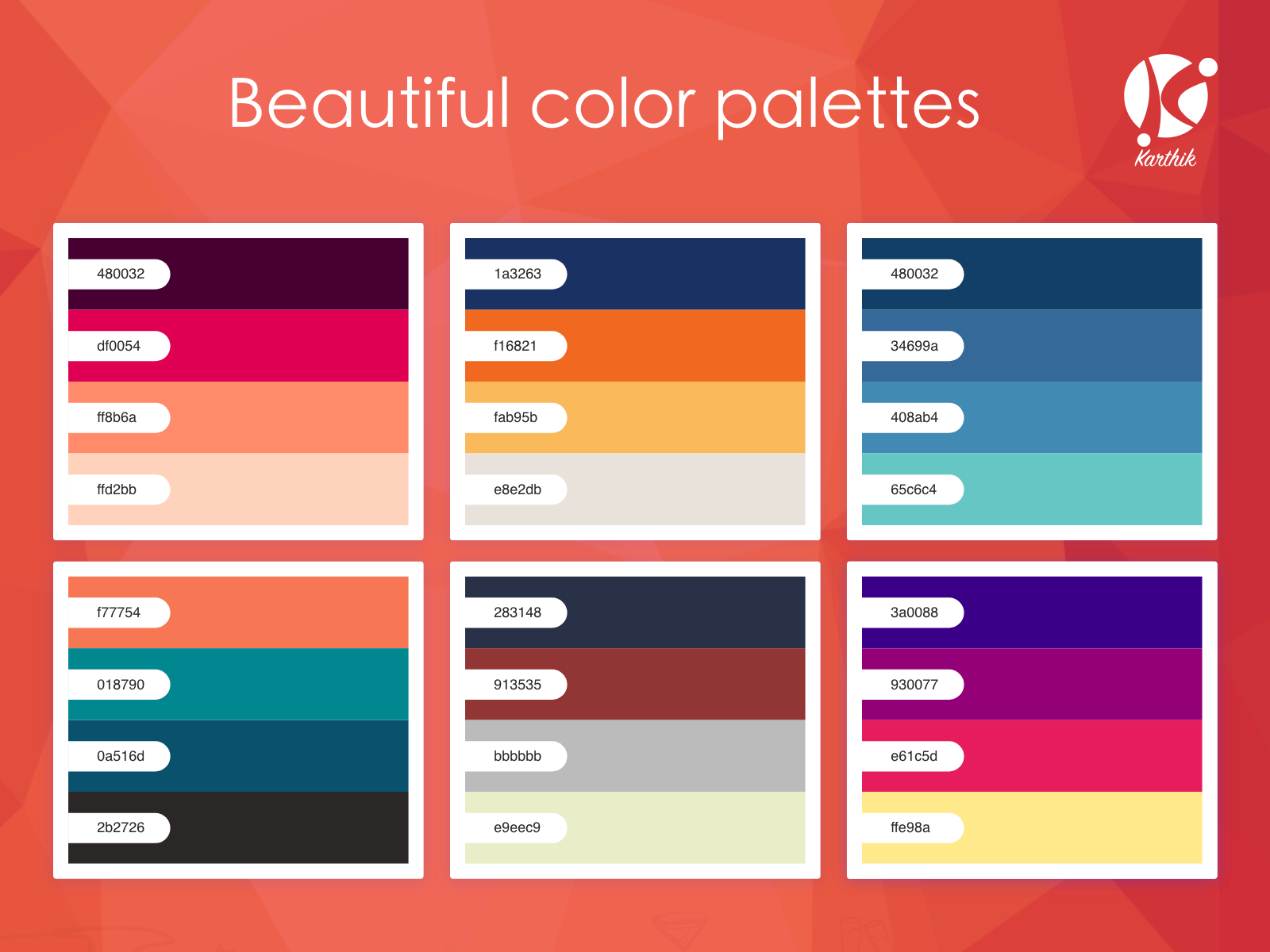 Beautiful Color Palettes by Karthikeyan M on Dribbble