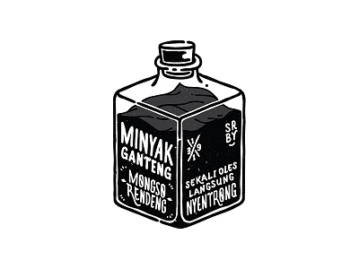 Minyak Ganteng art artwork betrayerfamily bottle bw illustration