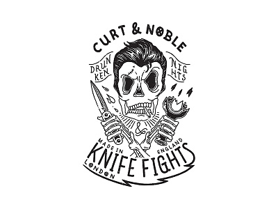 Knife Fights apparel art artwork betrayerfamily bw illustration skull typography