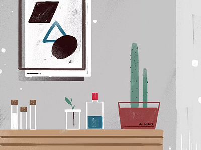 Slience art cactus design doodle drawing grey home house illustration painting plants silence