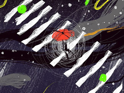 Little Outer Space creative dark design illustration outer space rain road umbrella