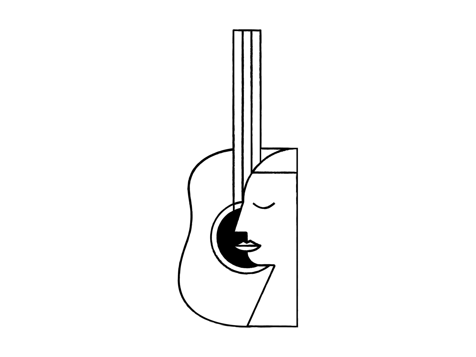 L'homme Avec Sa Guitare music bw vector minimalist graphicdesign design illustration artwork art guitar man