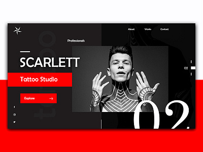 Scarlett Tattoo Studio black interface red ui website