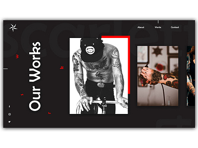 Portfolio section black interface red ui web design website