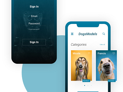 DogsModels - Mobile project agency app blue dog mobile model