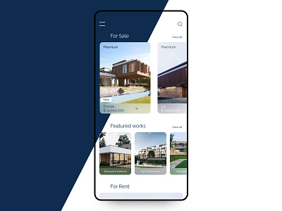 Real State - mobile blue interface ui ux website