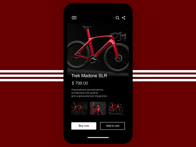 Product page - Bike app black mobile red ui ux