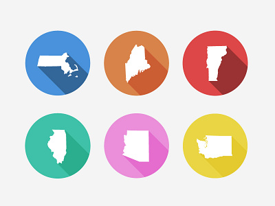 State Buttons button buttons experiment flat illinois illustration maine shadow state states washington