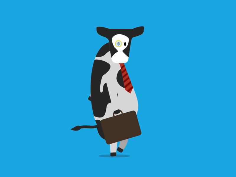 Cow Walk animation briefcase business character cow gif tie walk