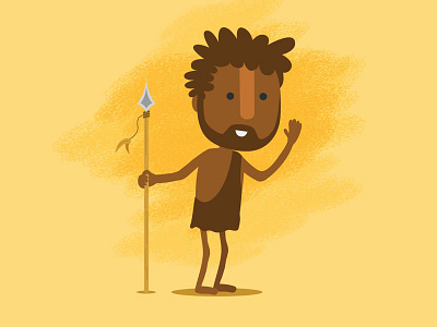 Hunter cave caveman character dude explainer hunter person spear