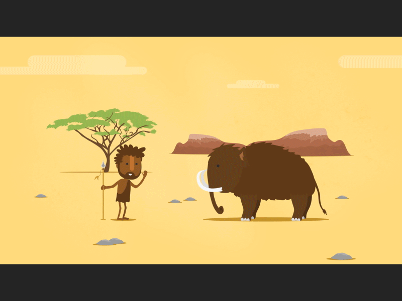 Hunter GIF animated gif character explainer gif hunter mammoth person scene