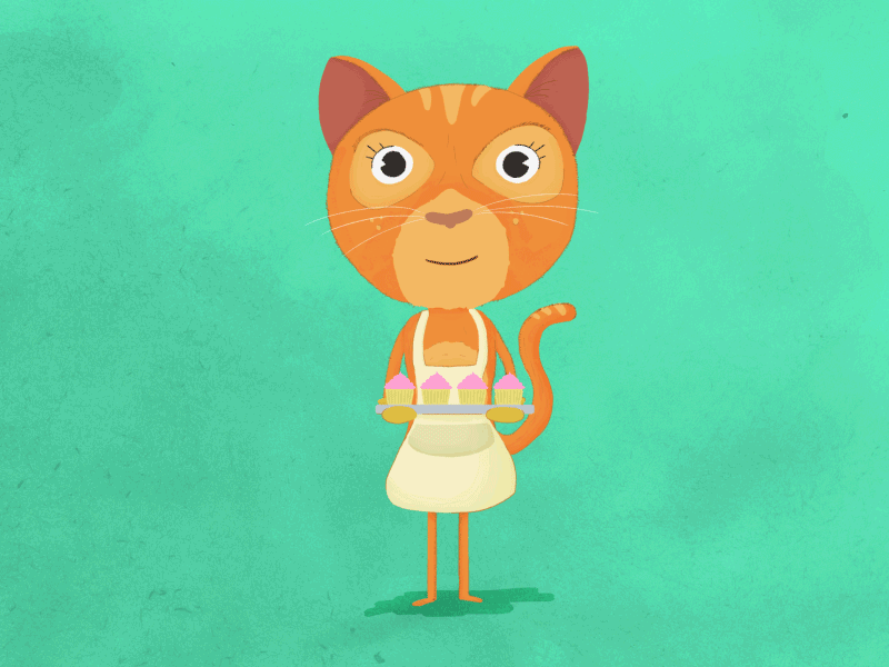 Cat Baker animation apron baker cat character cupcakes gif kitty rig wip