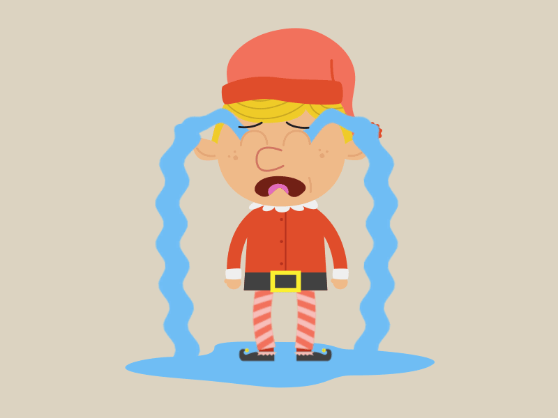 Elf Friends - Crying animated boy character christmas elf elves gif ios loop sticker tears