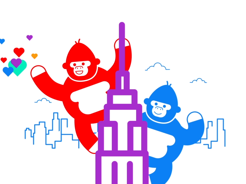 Spread Love animation character city gif gorilla heart love styleframe unity