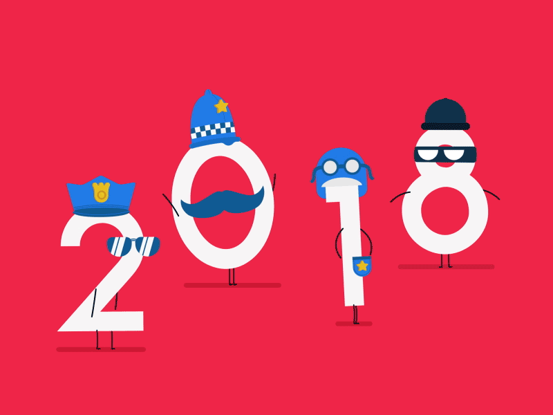 2018 2017 2018 character cops gif happy new year new year numbers nye police robber