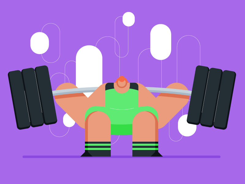 Big Buds Squat muscle weight strong big buds illustration weightlifting workout character squat