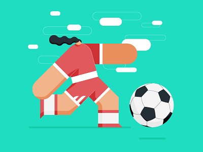Big Buds Soccer ball character illustration jersey kick soccer striker vector woman
