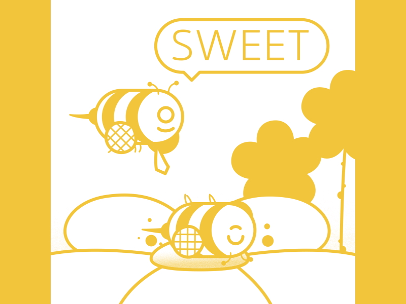 SWEET animation bee character flower fly gif loop motion sweet yellow