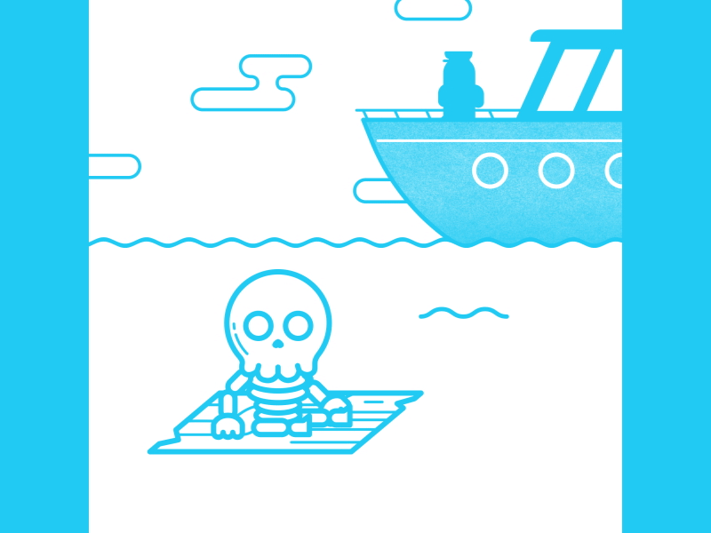 AHOY ahoy character gif loop ocean ship skeleton splash tentacle water