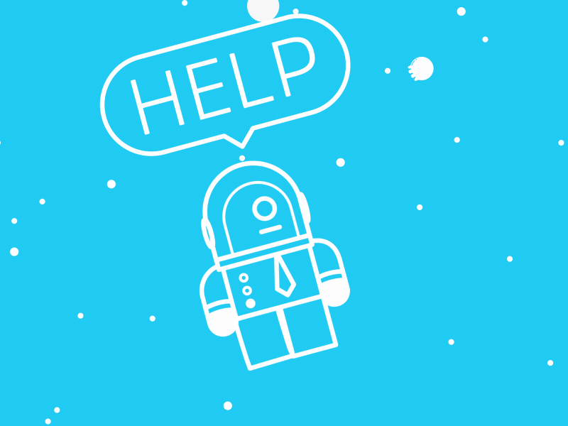 HELP astronaut blue character gif help loop space stars tie vector