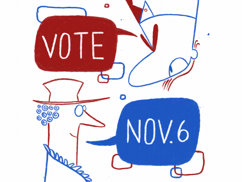 Vote Nov 6 50s blue character election gif illustration loop politics red us usa vote