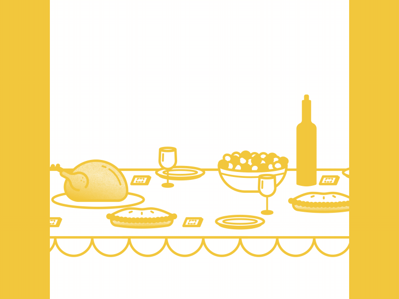 THANKS food gif loop platter table thanks thanksgiving vector yellow