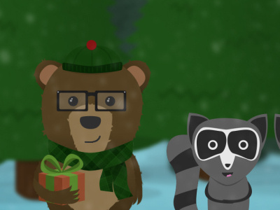 Bear & Raccoon bear character christmas cute holiday illustration raccoon