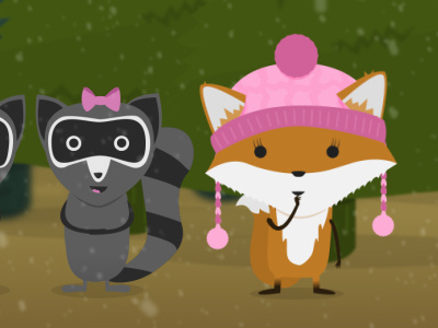 Raccoon & Fox animation christmas cute fox holiday illustration raccoon story