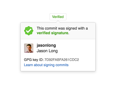 Popover for signed Git commits git github gpg pgp popover verification