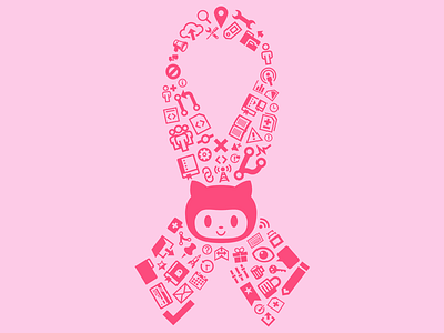 Pinktocat 2.0 / Breast Cancer Awareness github icons pink