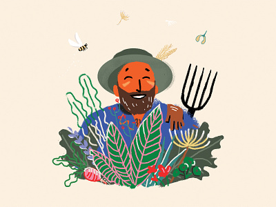 Father nature bee branding garden gardener icon illustraion logo plant plant illustration vector