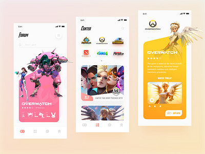 App Store 🎮 app app store card clean colour design dribbble game list overwatch ow ui