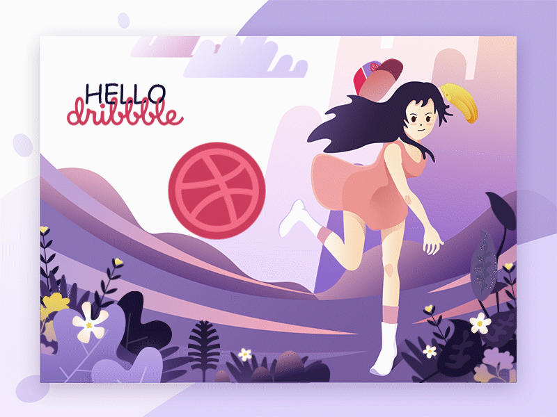 Hello Dribbble! ae art drawing dribbble fine gif hello scenery