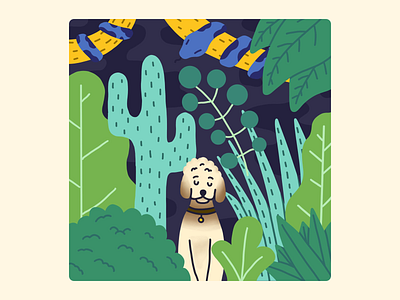In the jungle 🐩 dog drawing illustration ipad jungle nature pet procreate