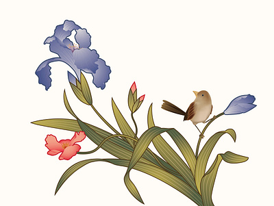 Flowers and birds birds flowers 图形 插画