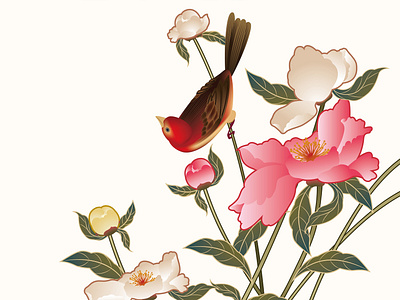 Flowers and birds birds 图形 插画 花卉