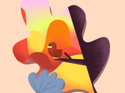 Hello Dribbble - Automn animation design flat illustration web