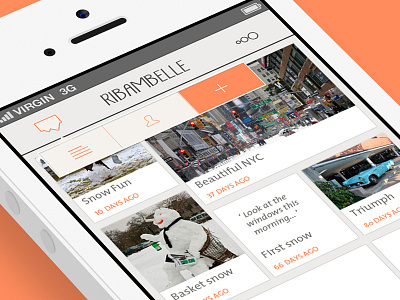 Ribambelle - Menu app design flat interface iphone menu minimal mobile picture timeline ui ux