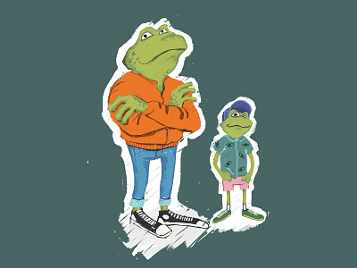 Cool frogs comic digital illustration illustration retro