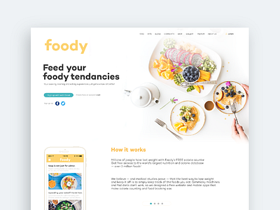 Foody landing page android design food iphone nutrition ui user interface ux web design website