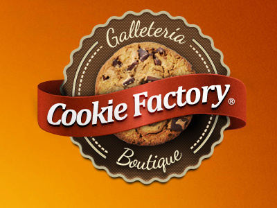 Cookie Factory brown red logo