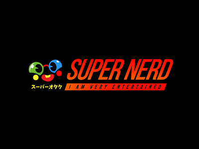 Super Nerd anime console funny gamer gaming japanese logo logodesign merch nerd nerdy nintendo parody red retro snes super super mario videogame