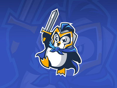 Warrior Penguin 🐧 Mascot proposal animal hero animal logo blue cape cartoon character design cute esports gold helmet illustration knight logo mascot penguin penguin logo penguin warrior sword warrior winter